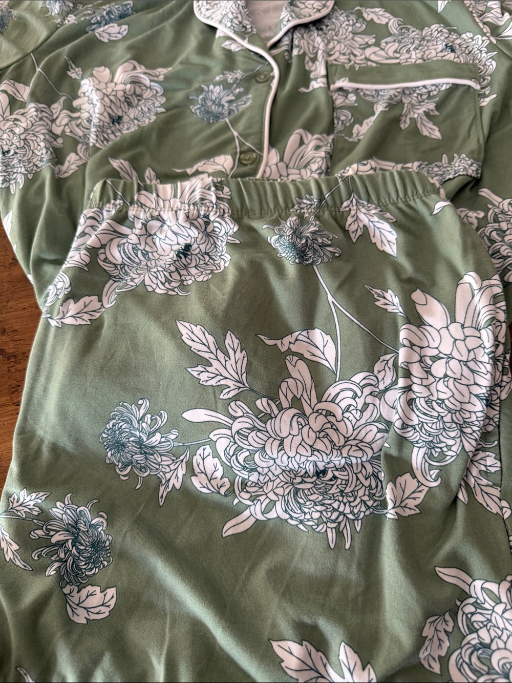 Floral Short Sleeve Pajama Set - Sage Green - Picture 4 of 7